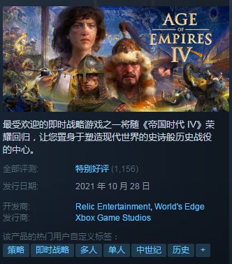 《帝國時代4》Steam特別好評!玩家:重振RTS榮光 《帝國時代4》Steam特別好評!玩家:重振RTS榮光
