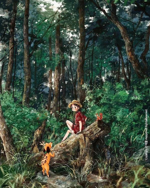 每日插畫｜aeppol的治癒系森林少女日記，休息一會兒再走也沒關係