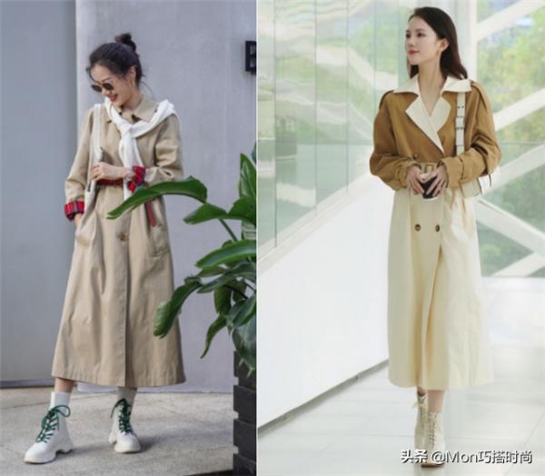 同一件風衣，配小白鞋和馬丁靴的差距到底有多大？對比太扎你心了