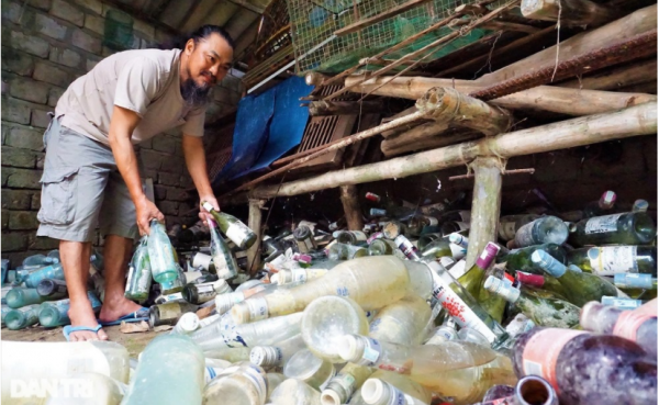 越南男子用撿來的酒瓶子造出了一座房子，花費了15年的時間
