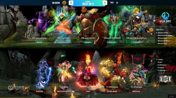 DOTA2-DPC：水人天神下凡站樁輸出OB.Neon讓一追二打破T1不敗金身