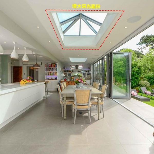 餐廳頂部開三角天窗太喜歡了,四面通風,空間寬敞,住成了陽光房 餐廳頂部開三角天窗太喜歡了,四面通風,空間寬敞,住成了陽光房