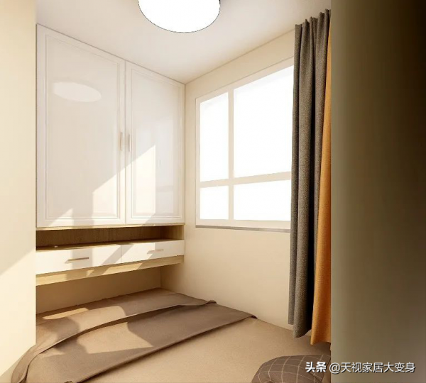 獨居老人換新房，60㎡一室一廳臥室如何擺下兩張床，看圖便知