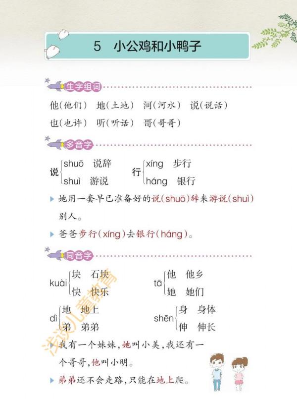 一年級語文下冊，經典課堂筆記，預習必備