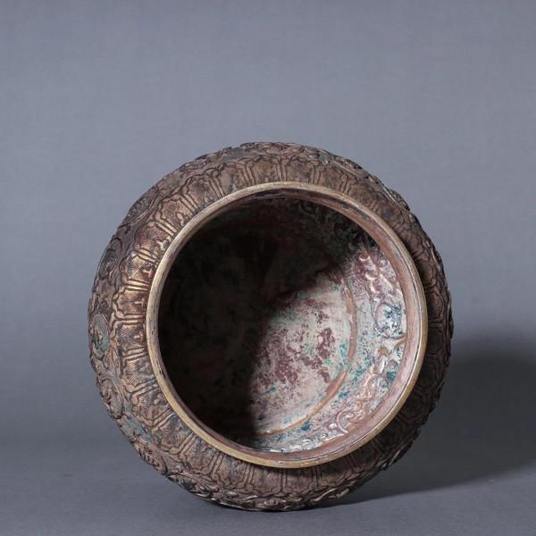 迴流 純銀鏨刻纏枝紋蓋罐一對