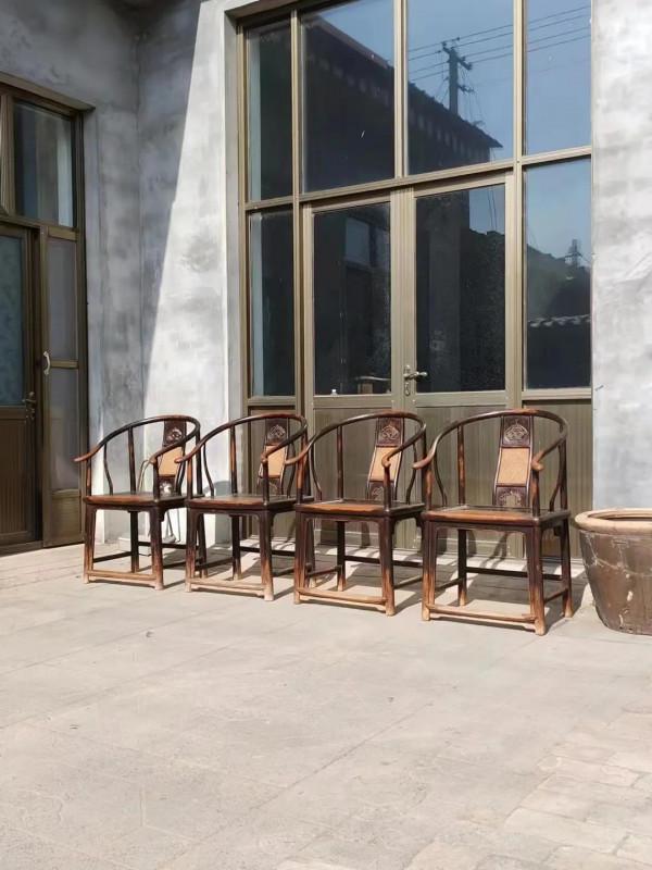 鐵力木太師椅方臺一套，安思遠同款圈椅，榆木八仙桌