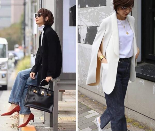 這才是“黑白配”的穿搭精髓！52歲的富岡佳子，贏得體面優雅