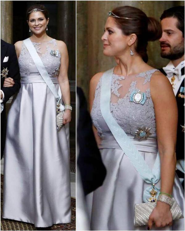 瑞典瑪德琳公主顏值太高，穿著水藍色禮服仙氣飄飄，頭戴王冠優雅