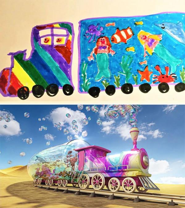 藝術家“爆改”兒童塗鴉,將孩子的想象變成現實,網友:都很棒 藝術家“爆改”兒童塗鴉,將孩子的想象變成現實,網友:都很棒