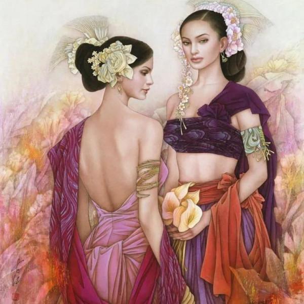 馮長江筆下現代女性，造型優美而富東方韻味，卓越的藝術表現能力