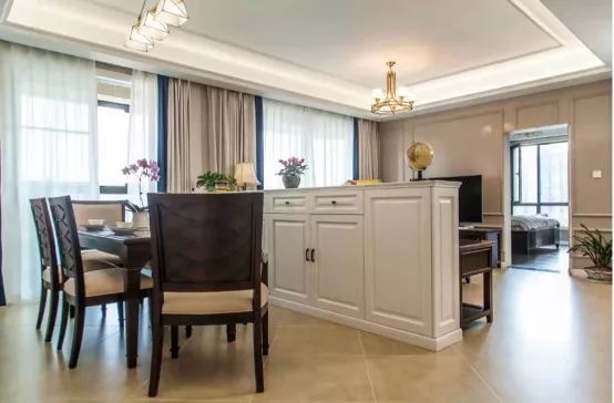 138㎡ 美式3室，沙發背景做隔斷，全屋極致通透又溫馨