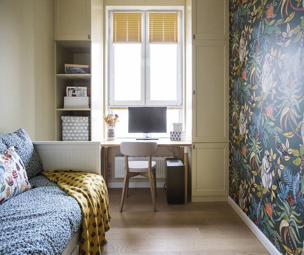 58㎡一室變兩室，廚房做隔斷微型客廳，還有整面牆大衣櫃，超羨慕