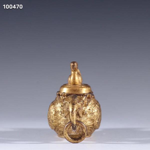 舊藏 銅鎏金鳳鳥形文房水盂規格：高4.9cm長9.3cm寬3.5cm重158g