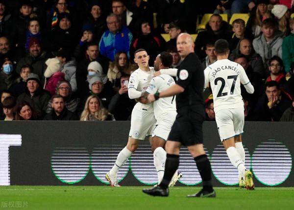 英超-斯特林破門B席兩球 曼城3-1沃特福德 五連勝後登頂榜首