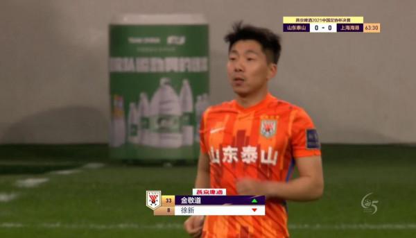 山東泰山換人調整：金敬道、齊天羽替補登場，換下徐新、劉洋