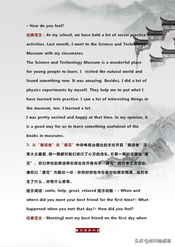 2021年中考英語：寫作黃金句型+範文！6大熱點話題+33篇優秀作文