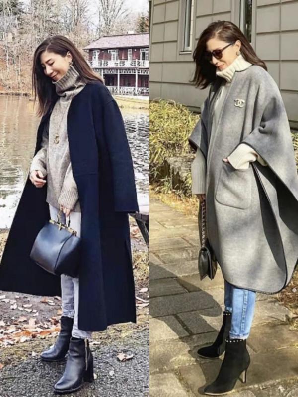 身高1米5的中年女人，冬季穿大衣建議掌握四個要點，保暖又顯高