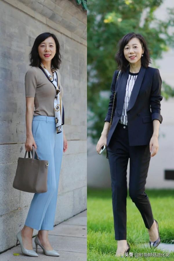 這才是50歲女人該有的穿搭，“九分小腳褲+高跟鞋”，優雅還時髦