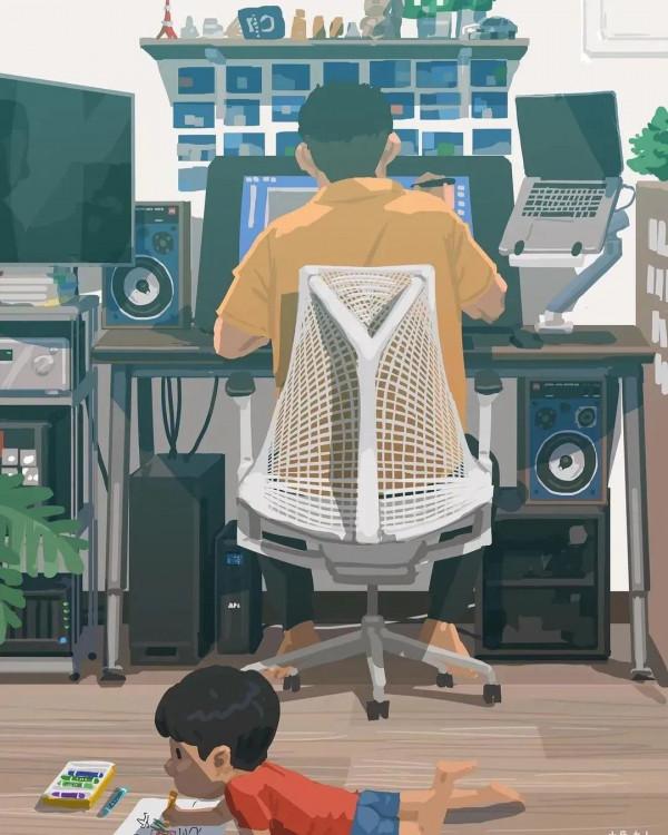 會畫畫的爸爸,太暖了 會畫畫的爸爸,太暖了