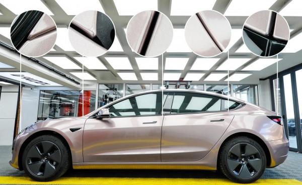 車身改色｜特斯拉Model3，總逃不過一款冰莓粉