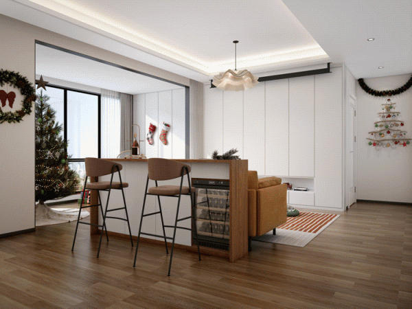 119㎡現代風精緻三房，客廳陽臺打通，太太太大氣了