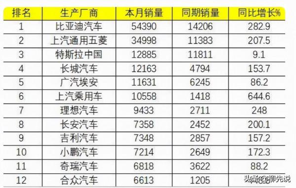 中國新能源車“新格局”：銷量冠軍再次易主，特斯拉、五菱被反超