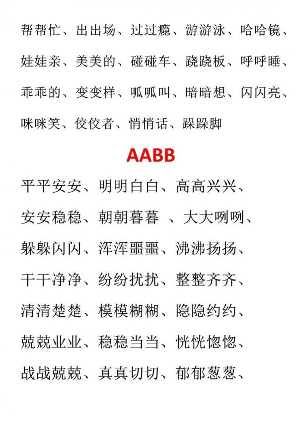 這篇文章，彙總了AABC、ABCC、AABB、ABAC、ABB等結構形式的詞語