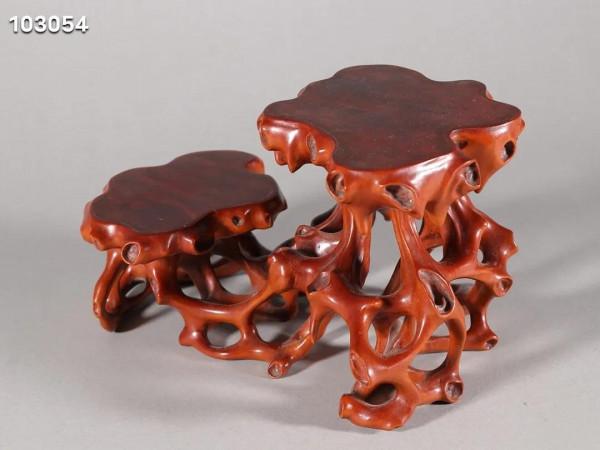 迴流「黃楊木鑲嵌櫻木 盤根錯節 文房底座」規格：長20寬13.5高12cm