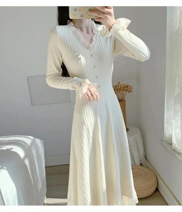 2021秋裝新款復古打底針織裙 2021秋裝新款復古打底針織裙