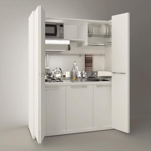 開放式廚房吸引不到我了，定製2張櫃門把廚房封起來，眼不見為淨