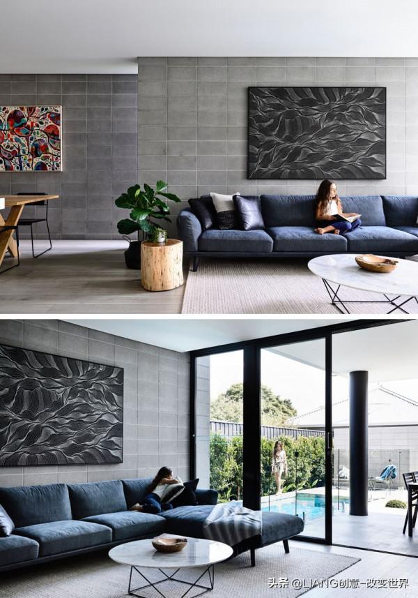 一套帶有隱蔽車庫和開放式室內平面的當代複式住宅