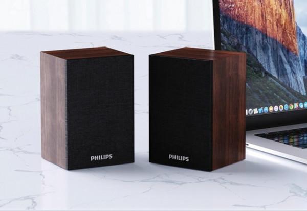 「手慢無」79元！精緻典雅 飛利浦SPA20電腦木質音箱 2&period;0聲道
