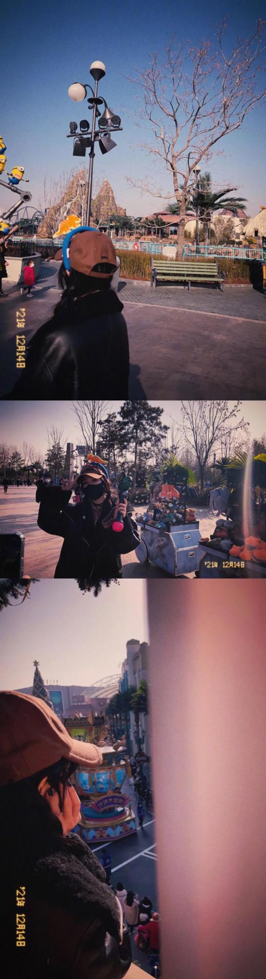 楊冪北京環球影城遊客照，私服超酷