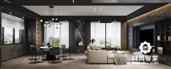 頤和美地現代風，黑色烤漆櫥櫃搭配長條島臺，效果不錯