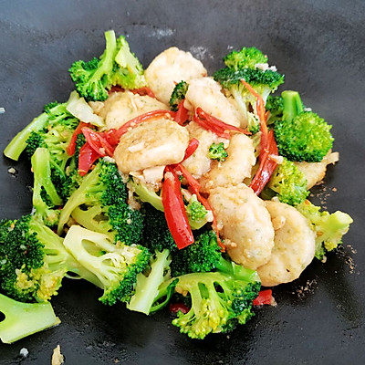 減脂餐.西蘭花炒鱈魚蝦仁餅