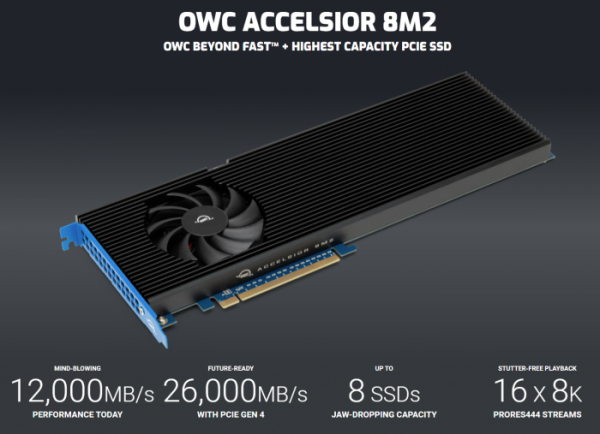 OWC推出Accelsior 8M2 PCIe 4.0 SSD擴充套件卡：相容PC與Mac Pro