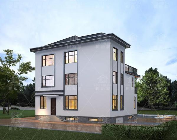 現代風130平三層住宅帶地下室 坡頂帶閣樓簡潔大氣