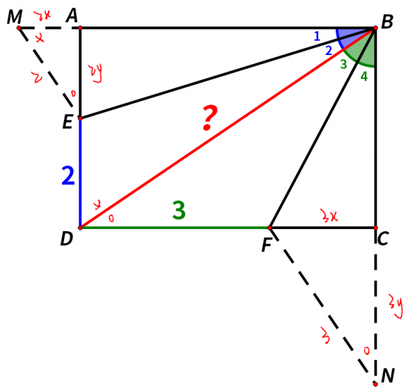 已知&angle;1&equals;&angle;2，&angle;3&equals;&angle;4，求BD&equals;？