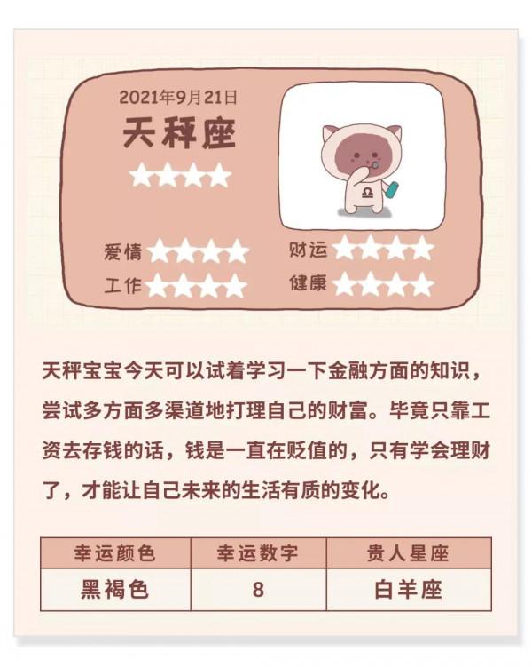 圖說星座：十二星座日運（九月二十一日）