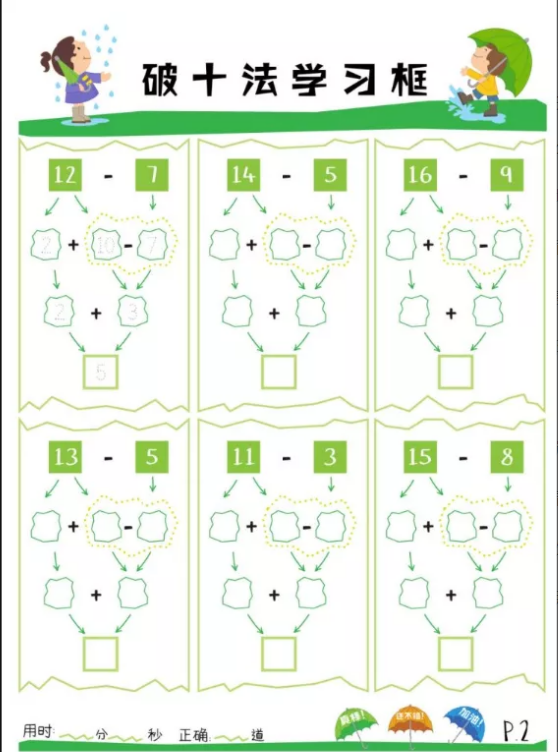 一年級數學湊十法破十法口訣+練習，這樣學，孩子計算力飛漲
