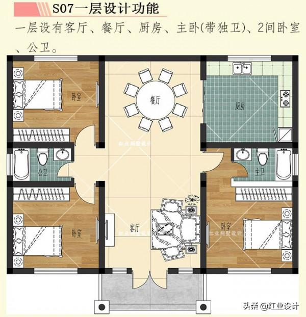幾十年不過時的農村一層自建房，造價10萬左右，請看這3個戶型