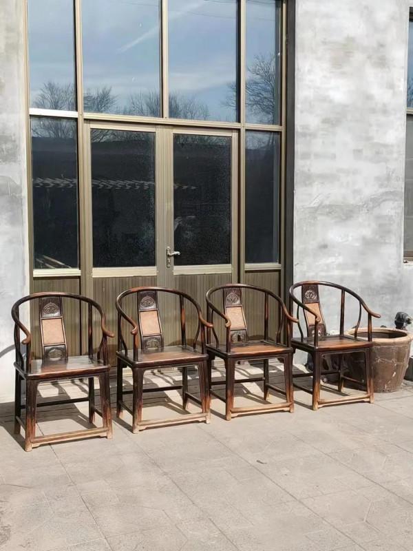 鐵力木太師椅方臺一套，安思遠同款圈椅，榆木八仙桌