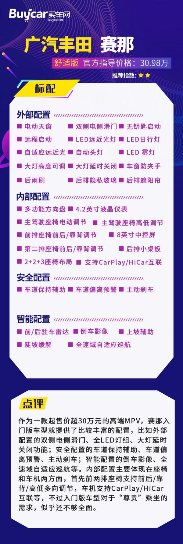 首推尊貴版，廣汽豐田賽那購車手冊