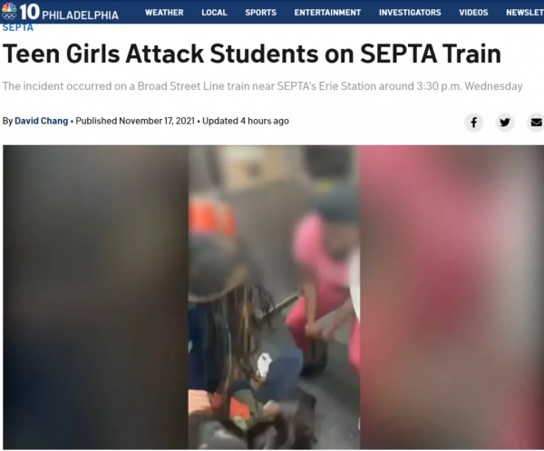 華裔女孩幫亞裔男生解圍，反遭非裔群毆！幾名男的抱頭躲避，現場無人幫忙