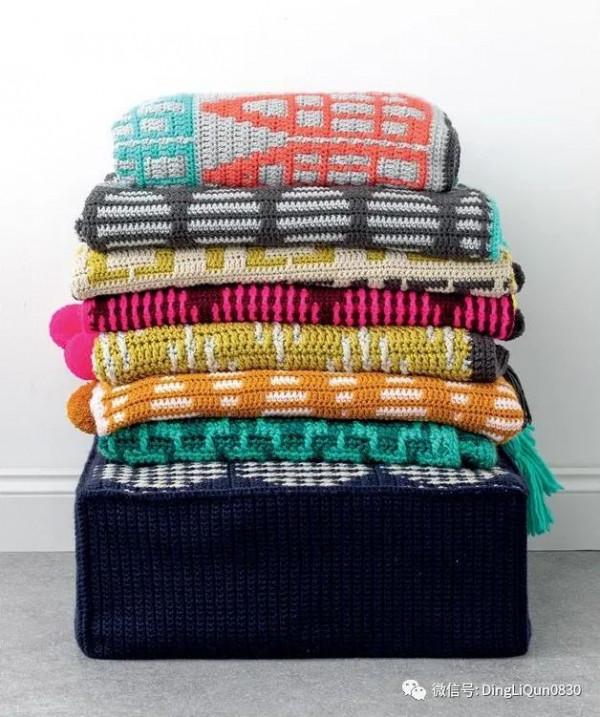 「針織作品」最新的用馬賽克編織技術製作的毯子及家居小物