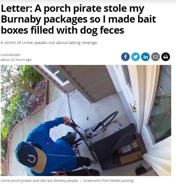 大溫屋主包裹屢被竊，狗屎伺候小偷，太解氣了