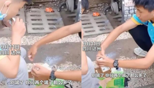 自帶牛奶不讓進學校？學生無奈蹲在校門外喝光整箱，心疼兩孩子