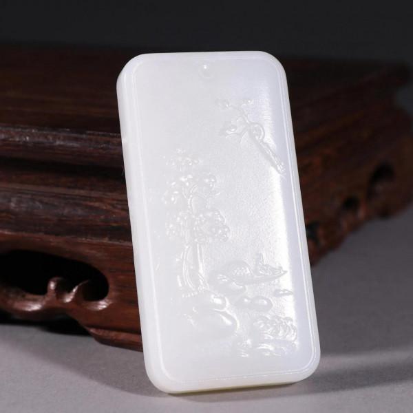 清代：和田籽料雕人物故事玉碗